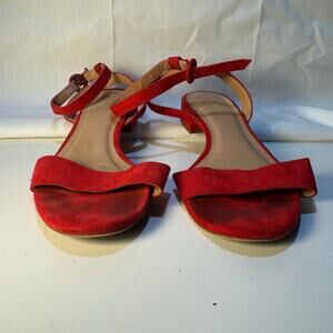 Womens A New Day Red Sandals Size 6 Low Block Ankle Strap Everyday Event Summer